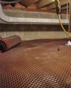 Crawl space drainage matting installed in a home in Woodburn