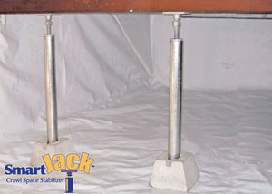 Crawl space structural support jacks installed in Dallas