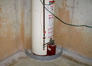 A water heater in Lebanon that's been protected by the FloodRing and a perimeter drain system.