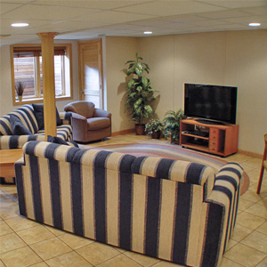 A Finished Basement Living Room Area in Dallas, OR