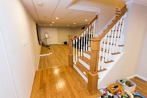 Finishing touches for a remodeled basement in Salem