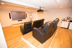 A basement turned into a home theater in Portland