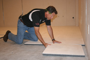 Insulated basement subfloor installation in Vancouver