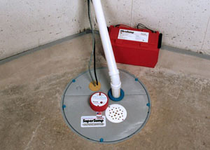 A sump pump system with a battery backup system installed in Tualatin