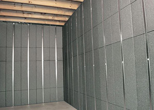 SilverGlo™ insulation and metal studs making up our Basement to Beautiful panels.  Installed in Beaverton.